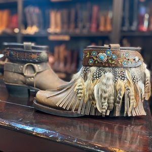 Size 10, Upcycled FRYE boots, ankle boots